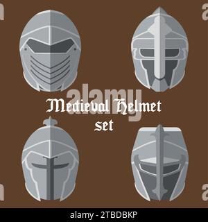 Ensemble d'icônes de casques médiévaux Vector Illustration de Vecteur
