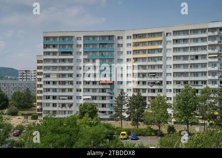 Bâtiments préfabriqués, Lobeada, Iéna, Thuringe, Allemagne Banque D'Images