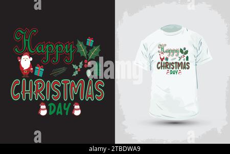 Conception de t-shirt de Noël, nouveau design de Noël, t-shirt de Noël de mode. Joyeux Noël. Illustration de Vecteur