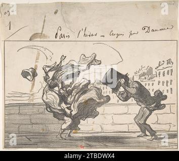 Un coup de vent non Predit par Mathieu (de la Drome), planche 1 de croquis d'hiver 1939 par honore Daumier Banque D'Images