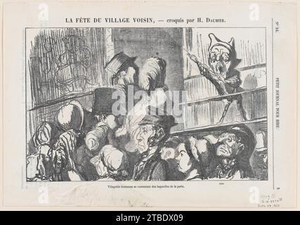 Des villageois économes, satisfaits de regarder la présentation de l'extérieur, d'après 'Une célébration dans le village voisin', publié dans le petit Journal pour rire, 24 juin 1865 1936 par honore Daumier Banque D'Images