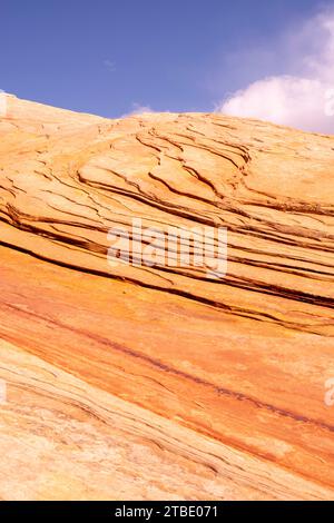 Photographie de la région de Yellow Rock, une colline de grès qui est principalement jaune avec des inclusions colorées. Cottonwood Canyon, Grand Staircase-Escalante Nati Banque D'Images