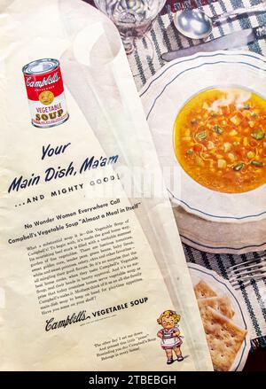 1947 annonce soupe de légumes Campbell Banque D'Images