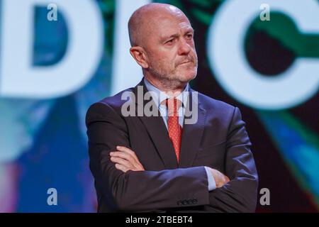 Angelo Binaghi est un directeur sportif italien et ancien joueur de tennis président de la Fédération italienne de tennis lors de la neuvième édition des Gazzetta Sports Awards, la cérémonie de remise des prix dédiée aux stars du sport, organisée par la Gazzetta dello Sport à Naples le 6 décembre 2023 à bord du MSC Fantasia. Banque D'Images