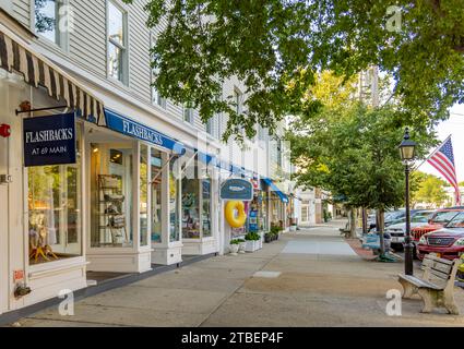 vue sur la rue principale dans le port de sag, ny Banque D'Images