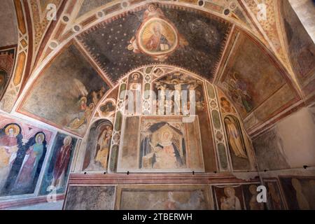 TRÉVISE, ITALIE - 8 NOVEMBRE 2023 : les fresques de l'église Chiesa di San Vito e Santa Lucia par Tomaso da Modena du premier semestre 14. cent. Banque D'Images