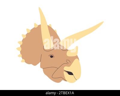 tête dinosaure triceratops avec de longues cornes nature sauvage préhistorique éteinte grande créature forte Illustration de Vecteur