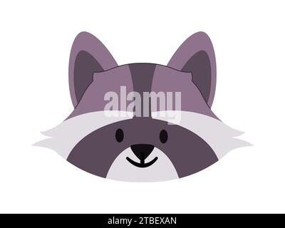couleur grise et blanche raton laveur tête fourrure sauvage nature mammifère omnivore animal mignon adorable visage Illustration de Vecteur