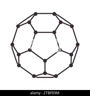 buckyball formule molécule atome forme boule hexagonale concept recherche science de chimie Illustration de Vecteur