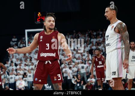 Carsen EDWARDS du Bayern Munich et Edwin JACKSON de Lyon lors du match de basket-ball Turkish Airlines Euroleague entre LDLC Asvel et Bayern Munich le 23 novembre 2023 à LDLC Arena à Décines-Charpieu près de Lyon, France - photo Romain Biard/Isports/DPPI crédit : DPPI Media/Alamy Live News Banque D'Images