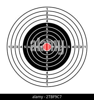 Cible en papier du champ de tir avec divisions, marques et numéros. Tir à l'arc, entraînement au tir à l'arme à feu, compétition sportive et chasse. Bullseye Illustration de Vecteur