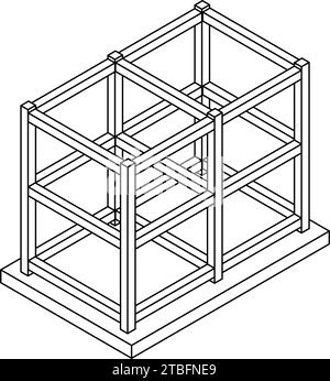 Construction Rahmen en béton armé (RC), illustrations isométriques de structures de bâtiment, illustration vectorielle Illustration de Vecteur