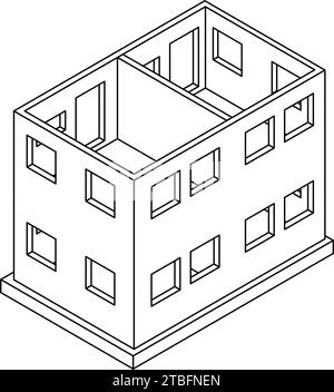 Construction de mur en béton armé (RC), illustrations isométriques des structures de bâtiment, illustration vectorielle Illustration de Vecteur