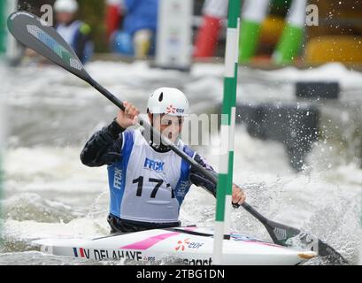 DELAHAYE VINCENT DE TORCY CK 1/2 finale kayak homme Elite lors des championnats de France Slalom et kayak Cross, canoë le 21 octobre 2023 au Stade d'eaux vives de Cesson-Sévigné - photo Laurent Lairys / DPPI Banque D'Images