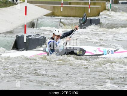 DELAHAYE VINCENT DE TORCY CK 1/2 finale kayak homme Elite lors des championnats de France Slalom et kayak Cross, canoë le 21 octobre 2023 au Stade d'eaux vives de Cesson-Sévigné - photo Laurent Lairys / DPPI Banque D'Images