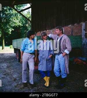 Zwei Schwarze Schafe, ZDF Krimi-Serie, Komödie, Allemagne, 1984, Folge : Umleitung, Szene : Bernd Herzsprung, Gerlinde Doeberl, Uwe Friedrichsen. Zwei schwarze Schafe, série télévisée criminelle, Allemagne, 1984, épisode : Umleitung, scène : Bernd Herzsprung, Gerlinde Doeberl, Uwe Friedrichsen. Banque D'Images