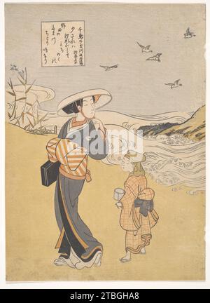 La Jewel River des Pluviers, un lieu célèbre dans la province de Mutsu, de la série six Jewel Rivers (Mu Tamagawa : Chidori no Tamagawa, Mutsu meisho) 1946 par Suzuki Harunobu Banque D'Images