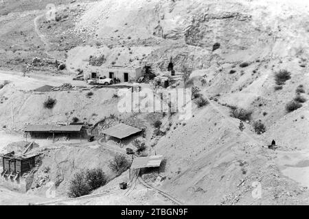Blick vom Bufa Hügel auf einen Bergbauposten, Zacatecas 1964. Vue d'un poste minier depuis Bufa Hill, Zacatecas 1964. Banque D'Images