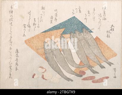 Sardines séchées, tablette d'herbe de mer et noix 1929 par Ryuryukyo Shinsai Banque D'Images