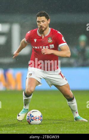 George Evans de Wrexham lors du match de deuxième tour de la Emirates FA Cup sur le terrain de course de Wrexham. Date de la photo : dimanche 3 décembre 2023. Banque D'Images