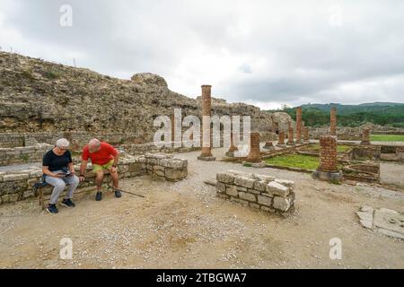 Péristyle à la colonie romaine ruines à Conimbriga, Portugal, Europe Banque D'Images