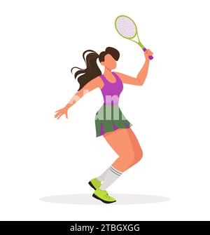 Jeune femme joue au tennis. Illustration vectorielle plate. Sport et mode de vie sain actif Illustration de Vecteur