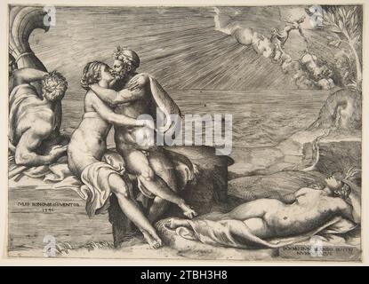 L'amour de Jupiter pour Juno s'est ravivé quand elle a enfilé la ceinture de Vénus 1949 par Giulio Bonasone Banque D'Images