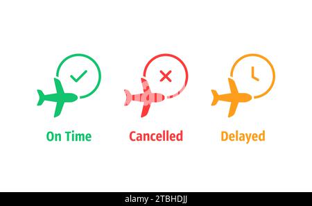 icônes simples d'information d'aéroport en trois couleurs Illustration de Vecteur