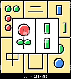 mahjong carreaux tableau couleur icône illustration vectorielle Illustration de Vecteur