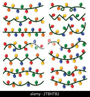 Collection de lumières de Noël Set illustration vectorielle pour votre entreprise ou marque Illustration de Vecteur