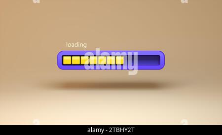 Icône de chargement bleue, signe de téléchargement, icône de chargement jaune, chargement de données, fichier de chargement, télécharger des données, Télécharger un dossier, Télécharger un fichier. Banque D'Images