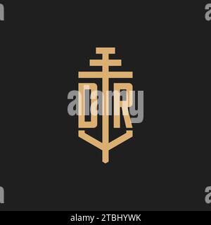 Monogramme de logo initial Dr avec vecteur de conception d'icône de pilier, inspiration de conception de logo de cabinet d'avocats Illustration de Vecteur