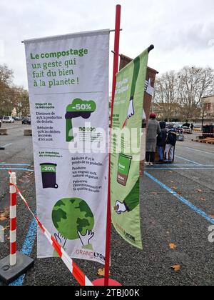 Sensibilisation à la fabrication de compost, Bron, France Banque D'Images