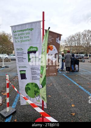 Sensibilisation à la fabrication de compost, Bron, France Banque D'Images