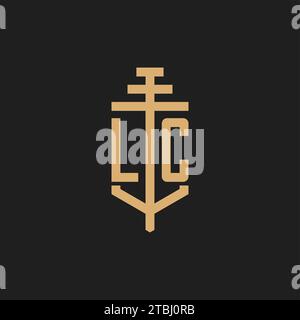 Monogramme de logo initial LC avec vecteur de conception d'icône de pilier, inspiration de conception de logo de cabinet d'avocats Illustration de Vecteur