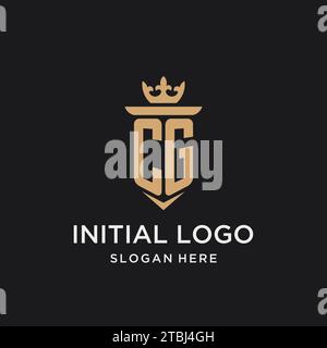 Monogramme CG avec style médiéval, luxe et idées de conception initiale élégante de logo Illustration de Vecteur