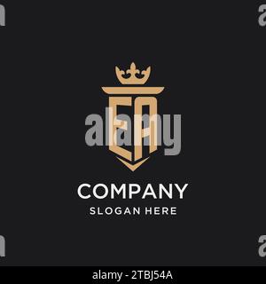 Monogramme EA avec style médiéval, luxe et idées de conception initiale élégante de logo Illustration de Vecteur