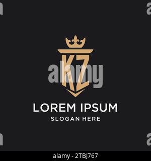 Monogramme KZ avec style médiéval, luxe et idées de conception initiale élégante de logo Illustration de Vecteur