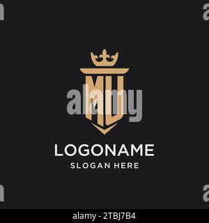 Monogramme MU avec style médiéval, luxe et idées de conception initiale élégante de logo Illustration de Vecteur