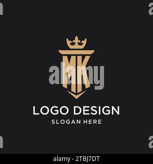 Monogramme MK avec style médiéval, luxe et idées de conception initiale élégante de logo Illustration de Vecteur