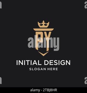 Monogramme PY avec style médiéval, luxe et idées de conception initiale élégante de logo Illustration de Vecteur