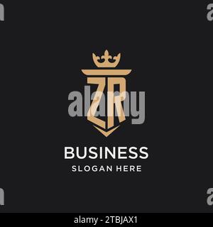 Monogramme ZR avec style médiéval, luxe et idées de conception initiale élégante de logo Illustration de Vecteur