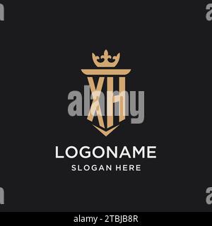 Monogramme XH avec style médiéval, luxe et idées de conception initiale élégante de logo Illustration de Vecteur