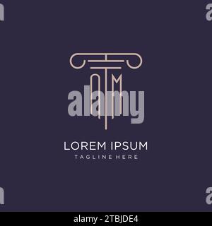 NM initial avec la conception de logo de pilier, idées de conception de style de logo de cabinet d'avocats de luxe Illustration de Vecteur