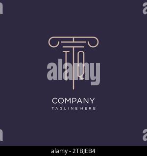 TQ initial avec la conception de logo de pilier, idées de conception de style de logo de bureau d'avocat de luxe Illustration de Vecteur