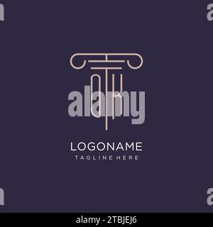 OK initial avec la conception de logo de pilier, des idées de conception de style de logo de bureau d'avocat de luxe Illustration de Vecteur