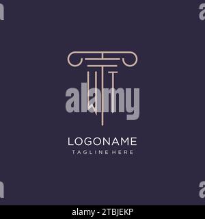 WT initial avec conception de logo de pilier, idées de conception de style de logo de bureau d'avocat de luxe Illustration de Vecteur