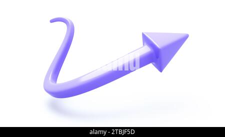 Flèche incurvée signe de direction différent sur fond blanc pour l'icône du site Web et de l'application. Style minimalisme de dessin animé. Illustration de rendu 3D. Banque D'Images