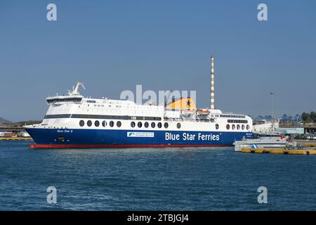 Blue Star Ferries. Port du Pirée, Athènes, Grèce Banque D'Images