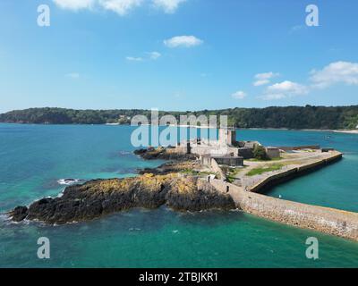 St. Fort d'Aubin, drone Jersey, aérien Banque D'Images